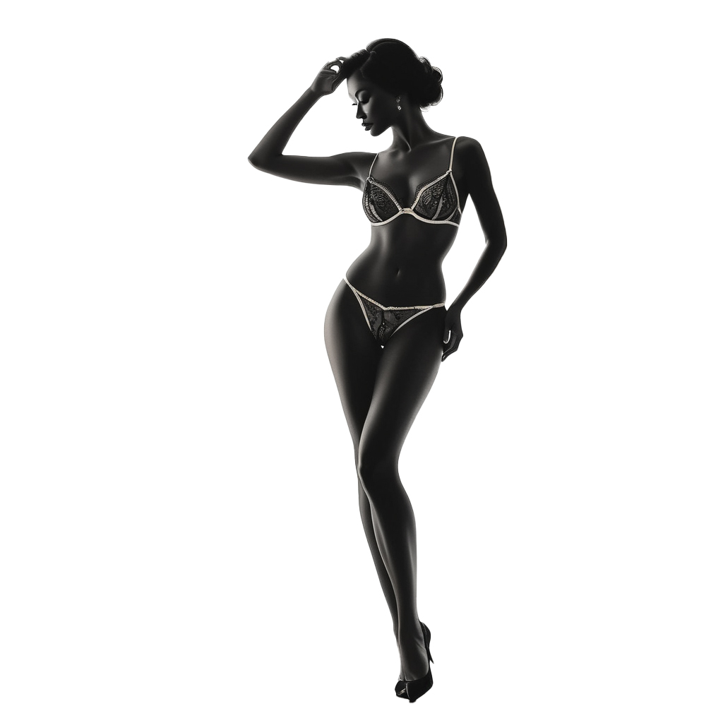 A silhouette of a woman in lingerie.